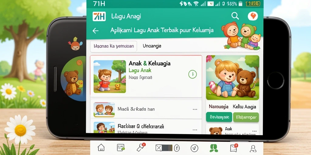 Tampilan antarmuka aplikasi 71H yang ceria dan menarik untuk anak-anak.