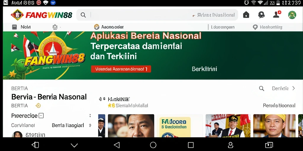 Antarmuka aplikasi FANGWIN88 yang menampilkan berita terkini dan terpercaya.