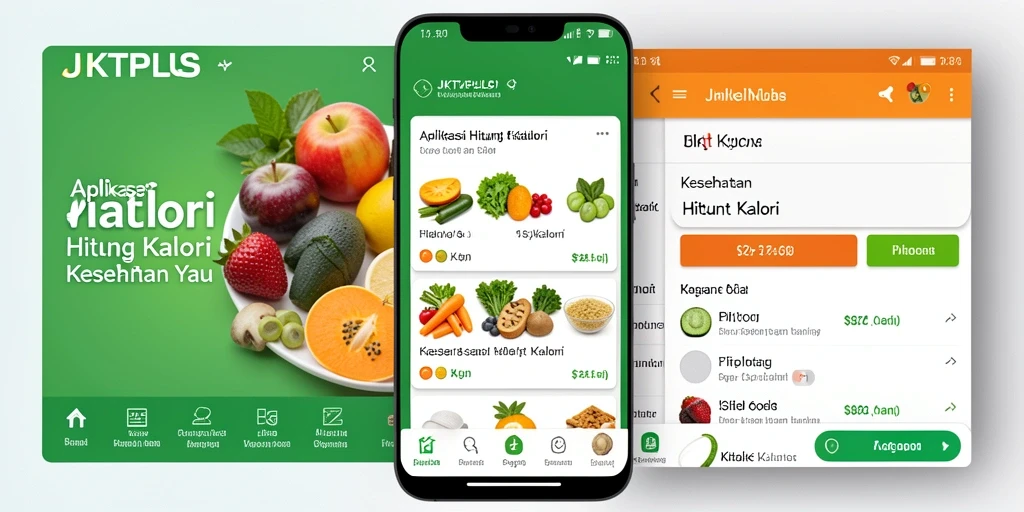 Antarmuka JKTPLUS menampilkan fitur hitung kalori secara mudah.