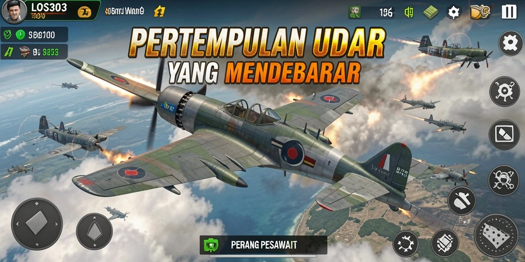 Antarmuka LOS303 yang menampilkan aksi pertempuran pesawat.