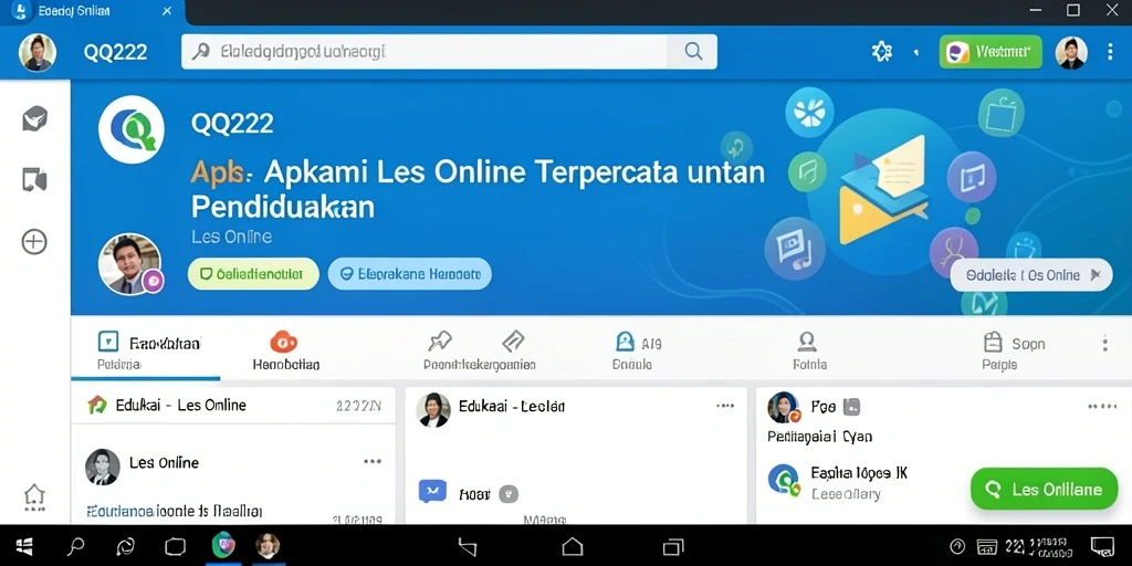 Tampilan antarmuka aplikasi Les Online QQ222 yang User-Friendly.