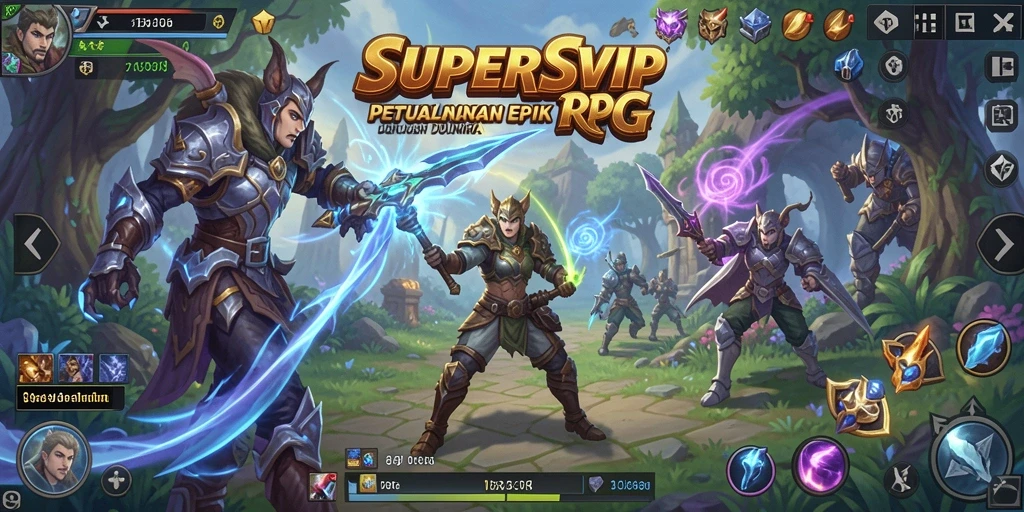 Tampilan antarmuka RPG menampilkan karakter dan lingkungan yang kaya detail.